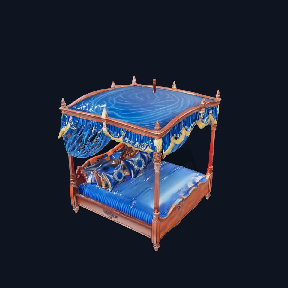 Regal Blue Canopy Bed model pack